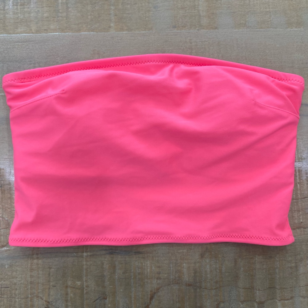Aerie hot pink longline bandeau bikini top padded strapless